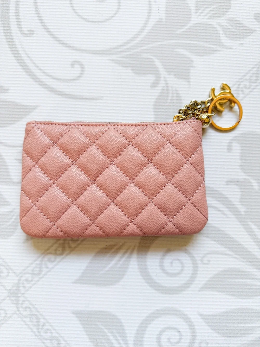 CHANEL Pink Quilted Zip Pouch with Gold CC - Picture 9 of 12